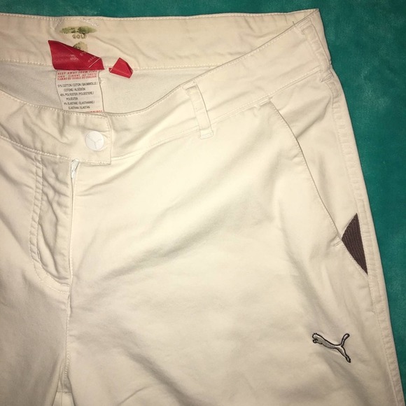 Puma Golf Pants Med White Stretch Snap Zip Button - Picture 2 of 16